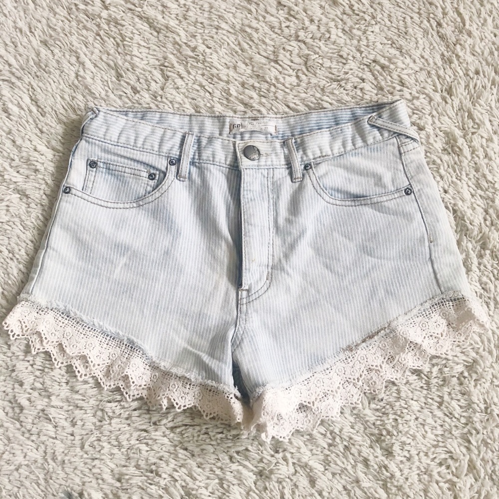 Free people lace pinstripe shorts